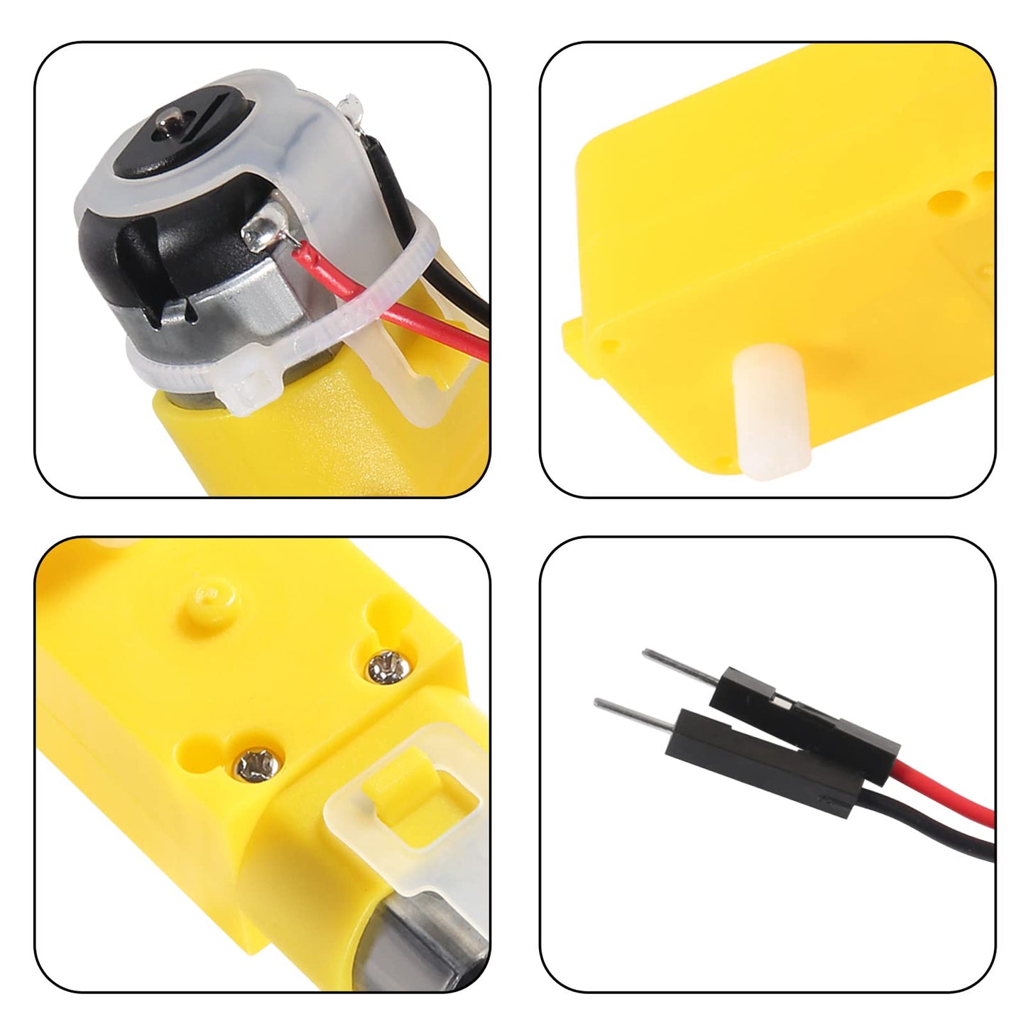 AEDIKO 8pcs TT Motor Dual DC 3-6V Gearbox Motor 200RPM Ratio 1:48 Shaft Motor with 2.54mm Wire for Arduino DIY Smart Car Robot