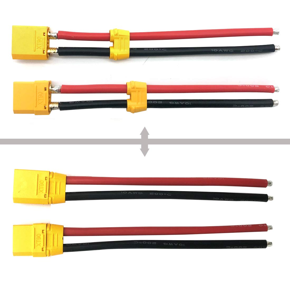 3 Pairs Amass XT90H XT90 Wire XT 90 Plug Male and Female Connector 150mm 10AWG Silicon Wire for RC Lipo Battery FPV Racing Drone