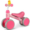 Bobike Baby Balance Bike for Toddlers, No Pedal 4 Wheels, Small Size, Rose Red, Model HB01, Ideal First Birthday Gift