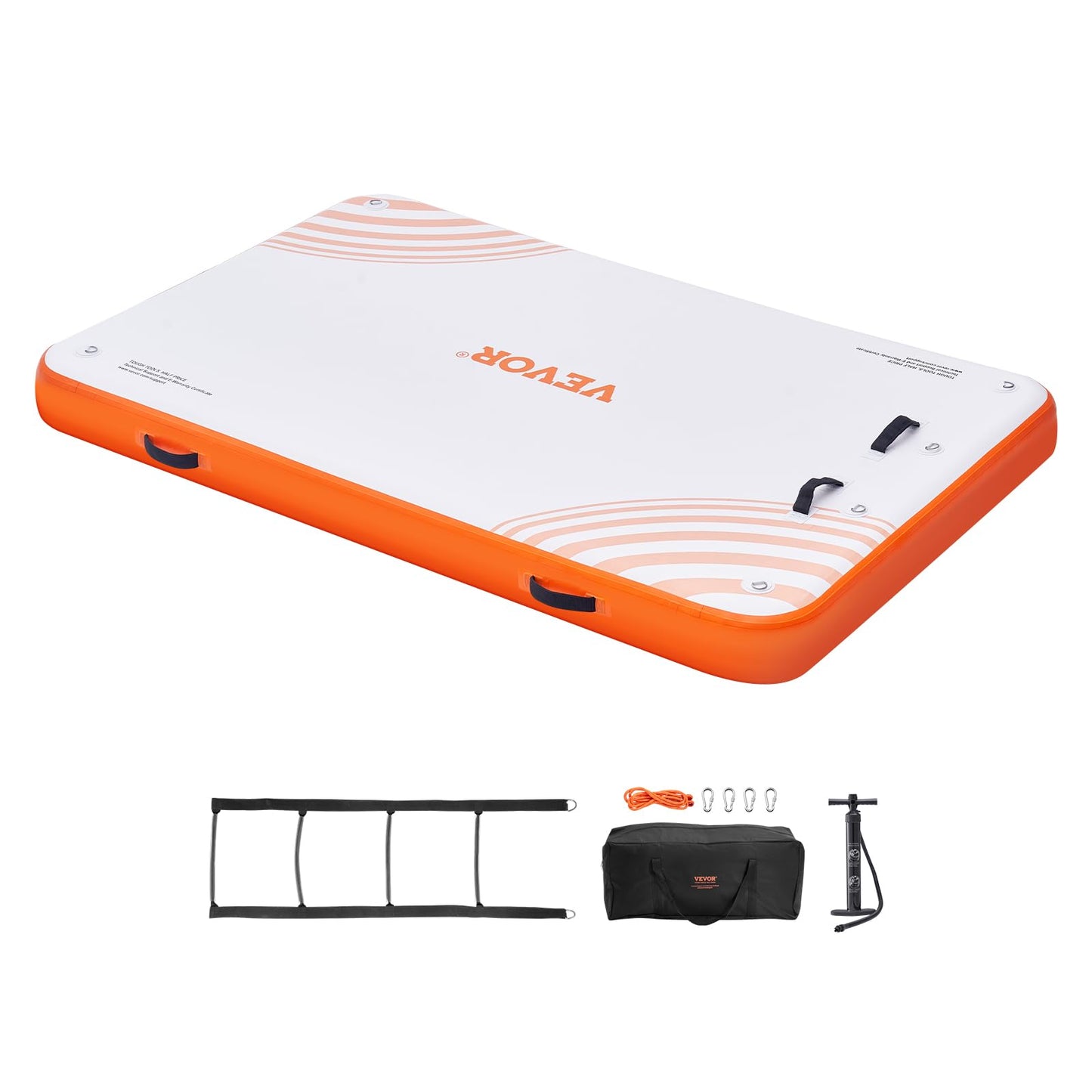 Vevor Inflatable Floating Dock, 8 X 5Ft Inflatable Dock Platform, Non-Slip Water Floating Dock Mat With Portable Carrying Bag &