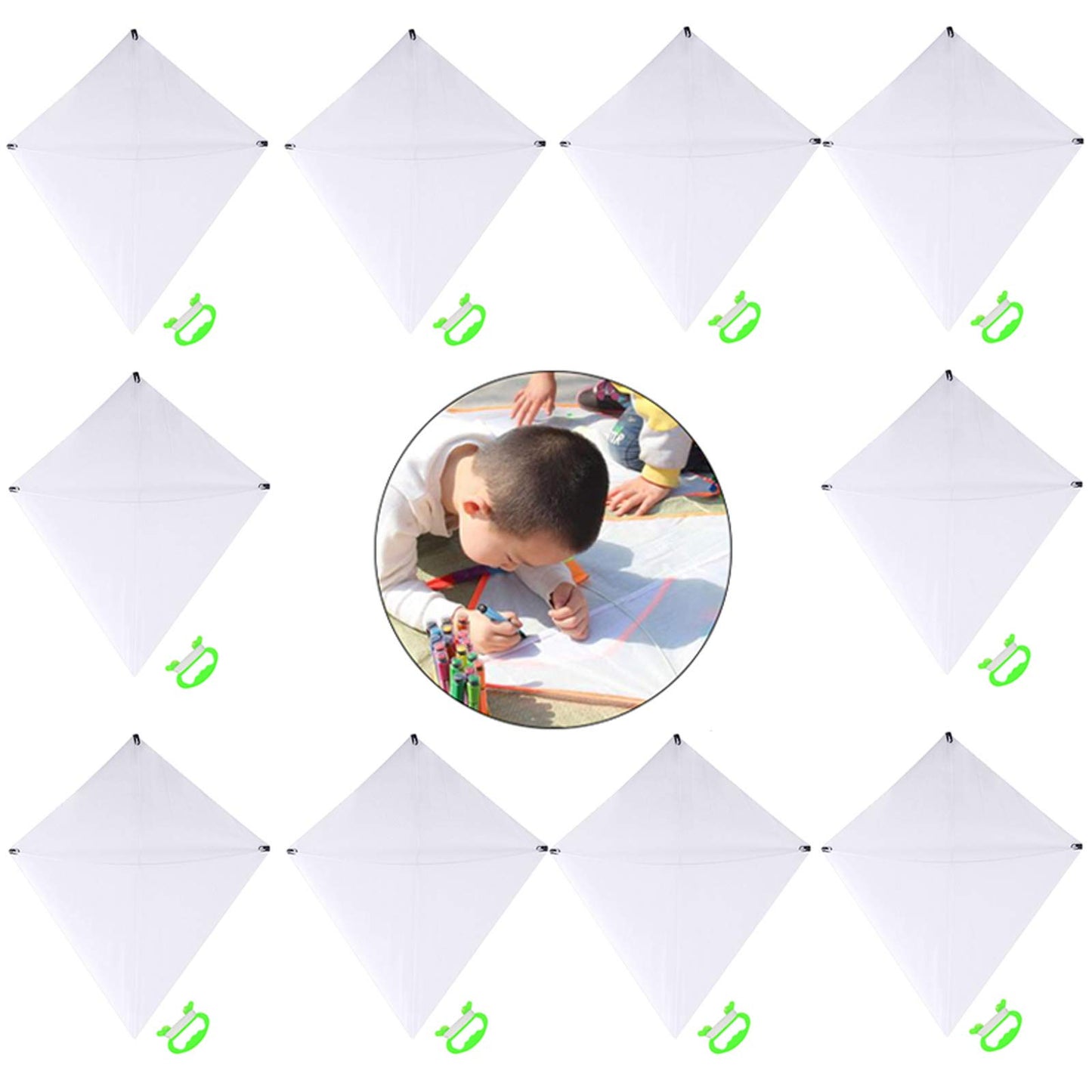 B Bangcool Diy Kids Kite Kites Making Painting White Paper Blank Kites With Swivel Line For Boys & Girls Outdoor Park Beach Grassland Activities(30Pcs)