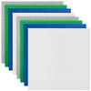 Lekebaby 8 Pack Classic Baseplates Building Base For Building Bricks, 10' X 10' Building Boards - 100% Compatible With Major Brands, Green/Grey/Blue/White