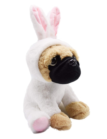 Baboli Cuddly Pug Stuffed Animals Soft Toys With Adorable Bunny Costumes Super Cute Puppy Dog Plush Animal For Easter Basket And