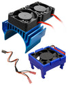 WUMZIJ VXL-3s ESC Cooling Fan Set for Traxxas Slash, Stampede, Rustler - Blue Aluminum Dual Motor Cooling Fans