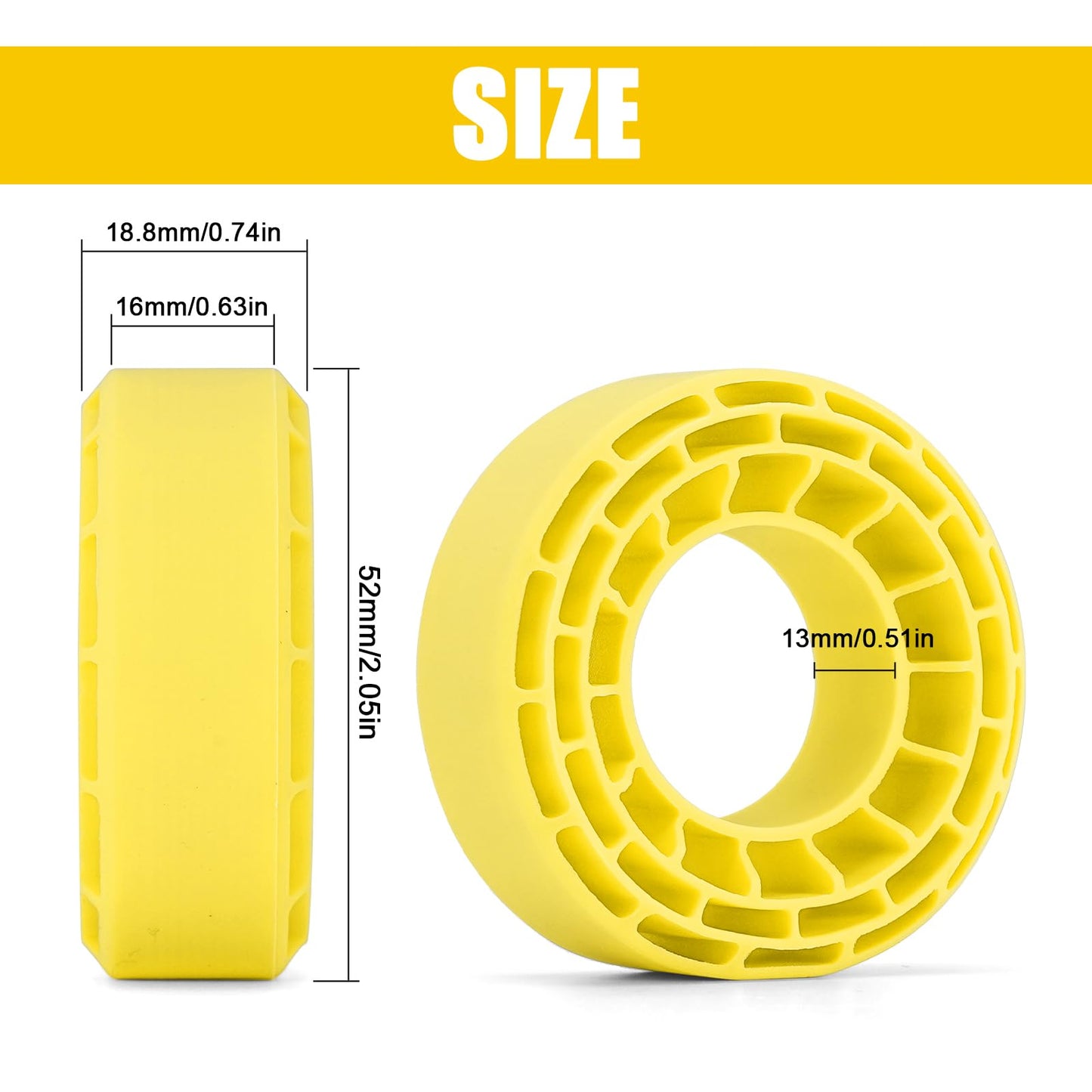 INJORA 4pcs Silicone Rubber Inserts for 56-58mm*24mm 1.0'' Tires(Small Yellow)