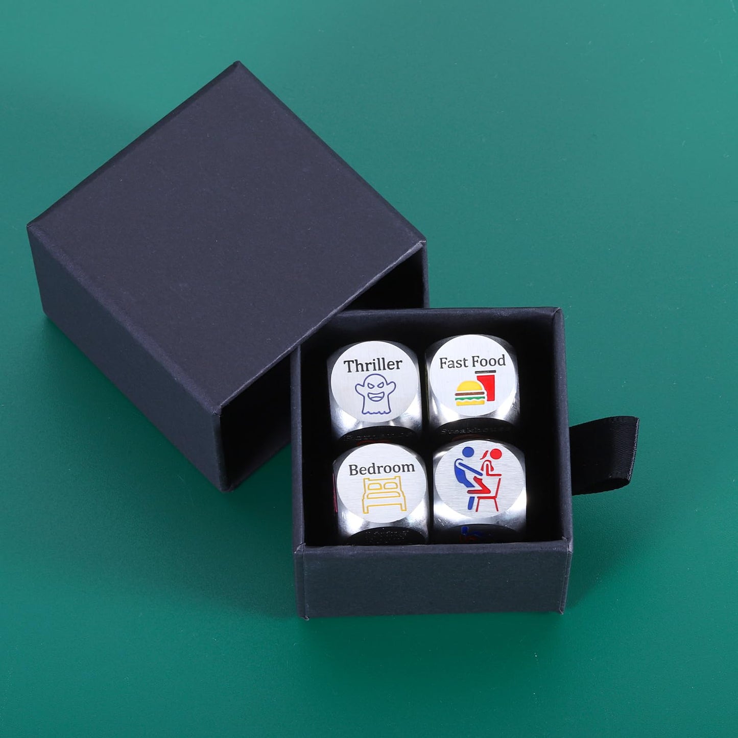 4PCS Date Night Dice for Couples 11th 25th Anniversary Steel Gifts for Couple Games for Date Night Boo Basket Stuffers Christmas