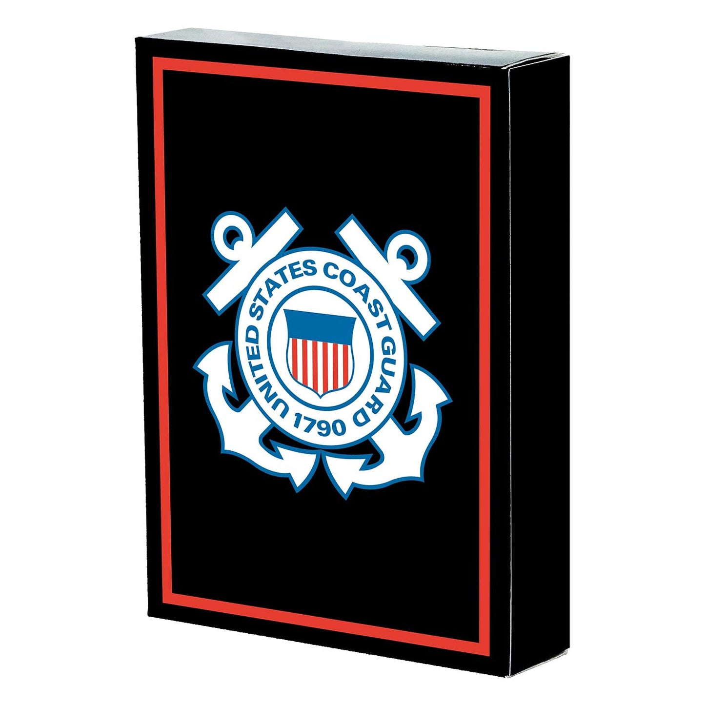 Military Gift Shop Uscg Playing Cards With Dice - Wooden Keepsake Box Adorned With Metal Uscg Medallion.- Veteran Owned Business