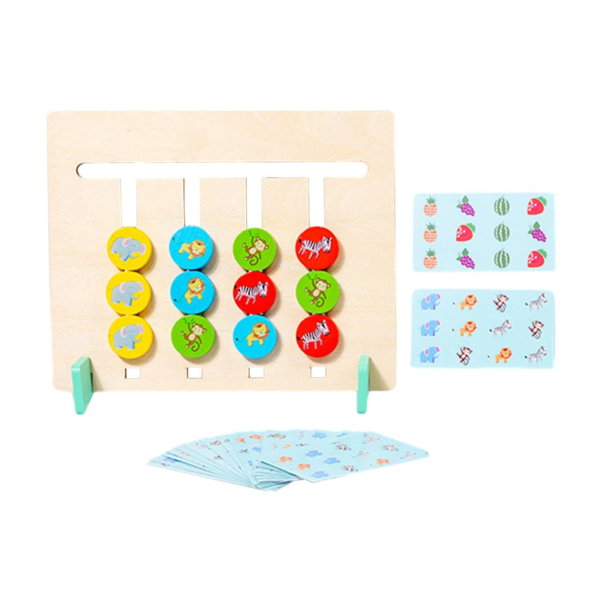 Ilsmysutra Color Matching Slide Puzzle Wooden Toys Children Montessori Toys Travel Toys Fruit