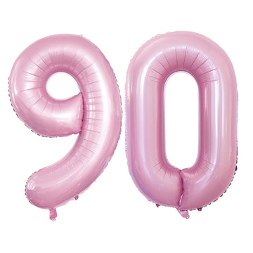 Goer Number 90 Balloons For 90Th Birthday Party Decorations,42 Inch Jumbo Foil Helium Balloons For 90Th Anniversary (Light Pink)