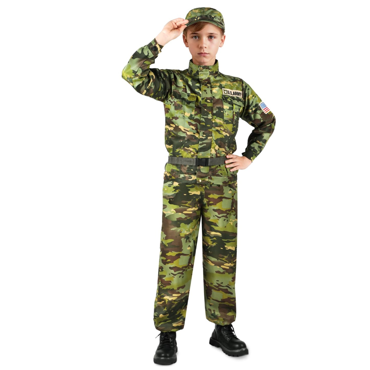 Giftinbox Kids Army Costume For Boys Military Soldier Costume With Army Toys,Dress Up Boys Costume Halloween Costumes For Kids Boys 3-12 Christmas Gift For Kids, Medium
