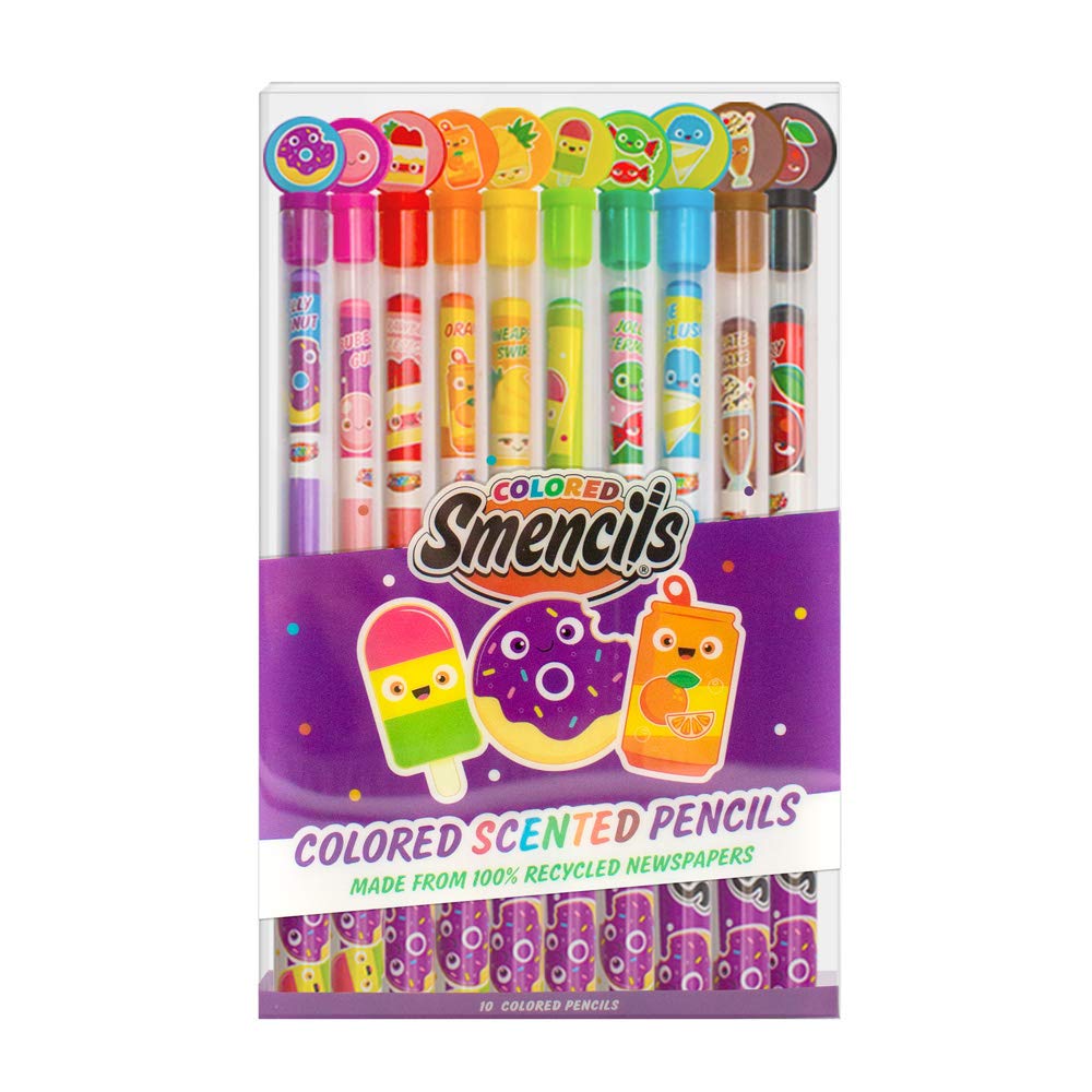 Colored Smencils - Patented Gourmet Scented Colored Pencils Made From Recycled Newspapers, 10 Count, Gifts For Kids, School Supplies, Classroom Rewards