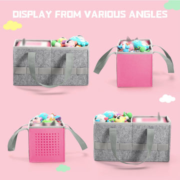 Seracle Carrying Case Travel Felt Bag Compatible With Toniebox Starter Set And Tonies Figurine (Gray+Pink)