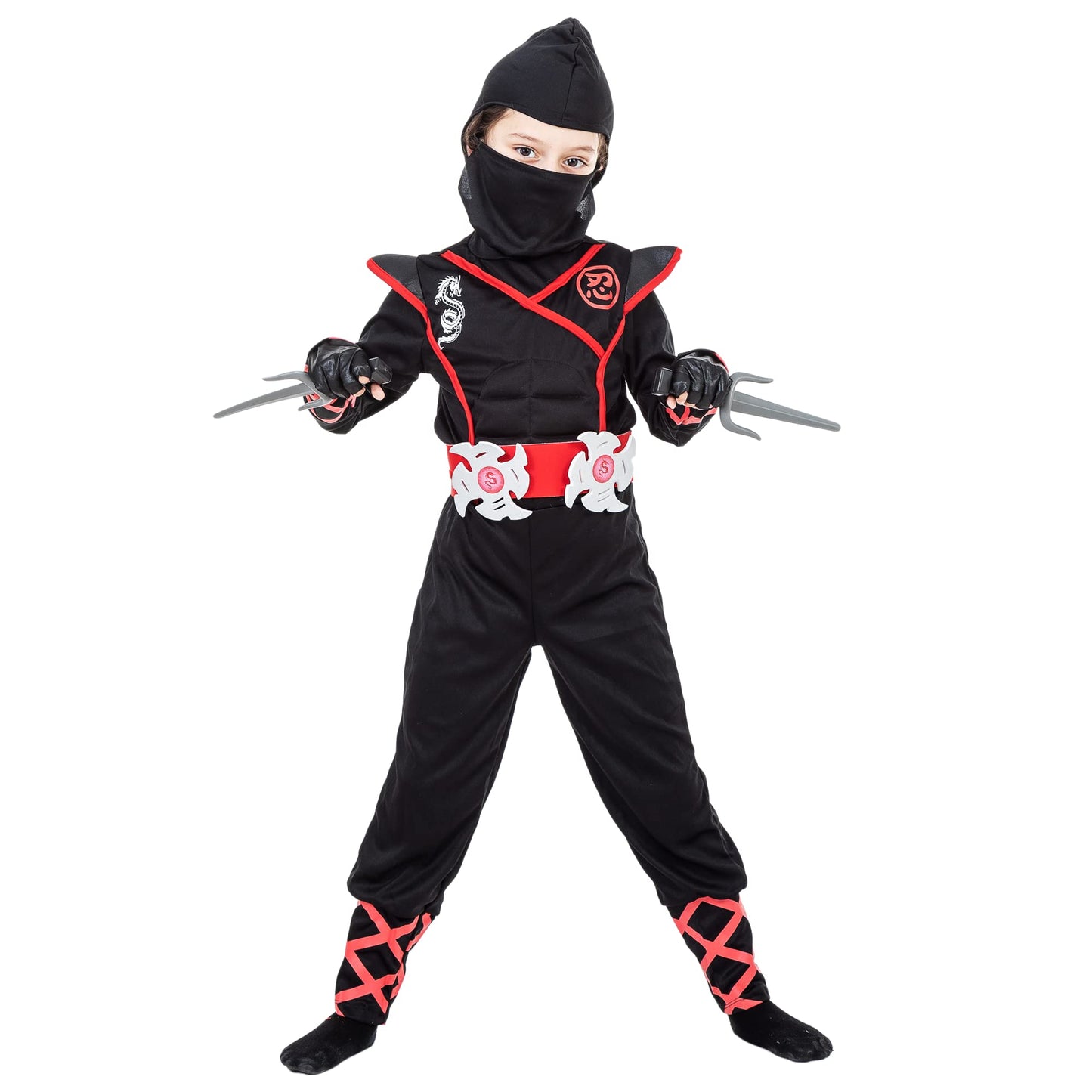 Ninja Costume For Boys Halloween Luxury Costume Red Dragon Ninja Muscle Costume For Kids