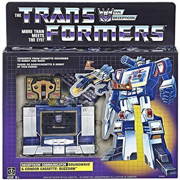 Hasbro Transformers G1 Soundwave & Buzzsaw | 7" Multi-color Vintage Reissue, Plastic Model PN00032011