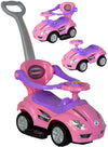 ChromeWheels Push Car for Toddlers, 3-in-1 Ride-On Toy, Large, Pink, CW80382, Plastic with Guardrail, Horn, Music, Under Seat Storage