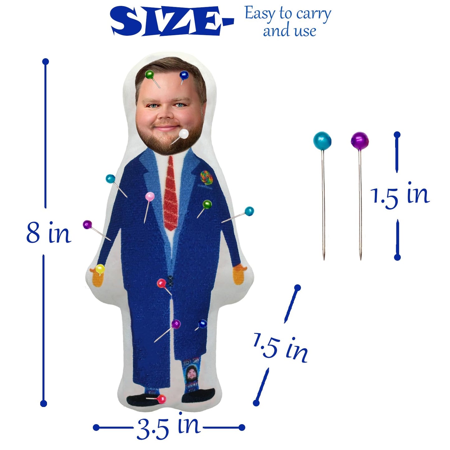 PapaLegba 8 JD Vance Lollipops Voodoo Doll Pin Holder with Pins, Stress Reliever Parody Doll Pin Cushion Political Gag Dog Gift