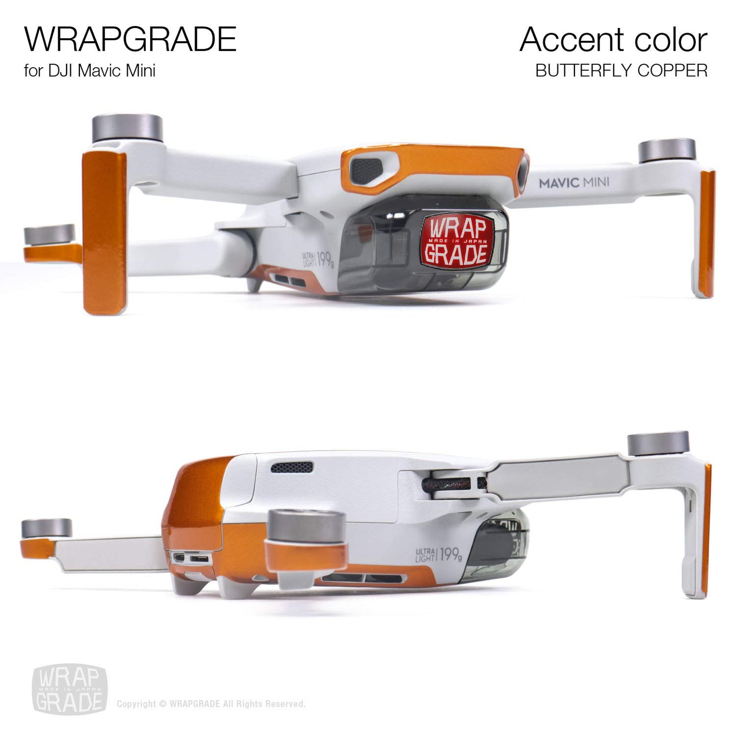Wrapgrade Skin Compatible With Dji Mavic Mini | Accent Color (Butterfly Copper)