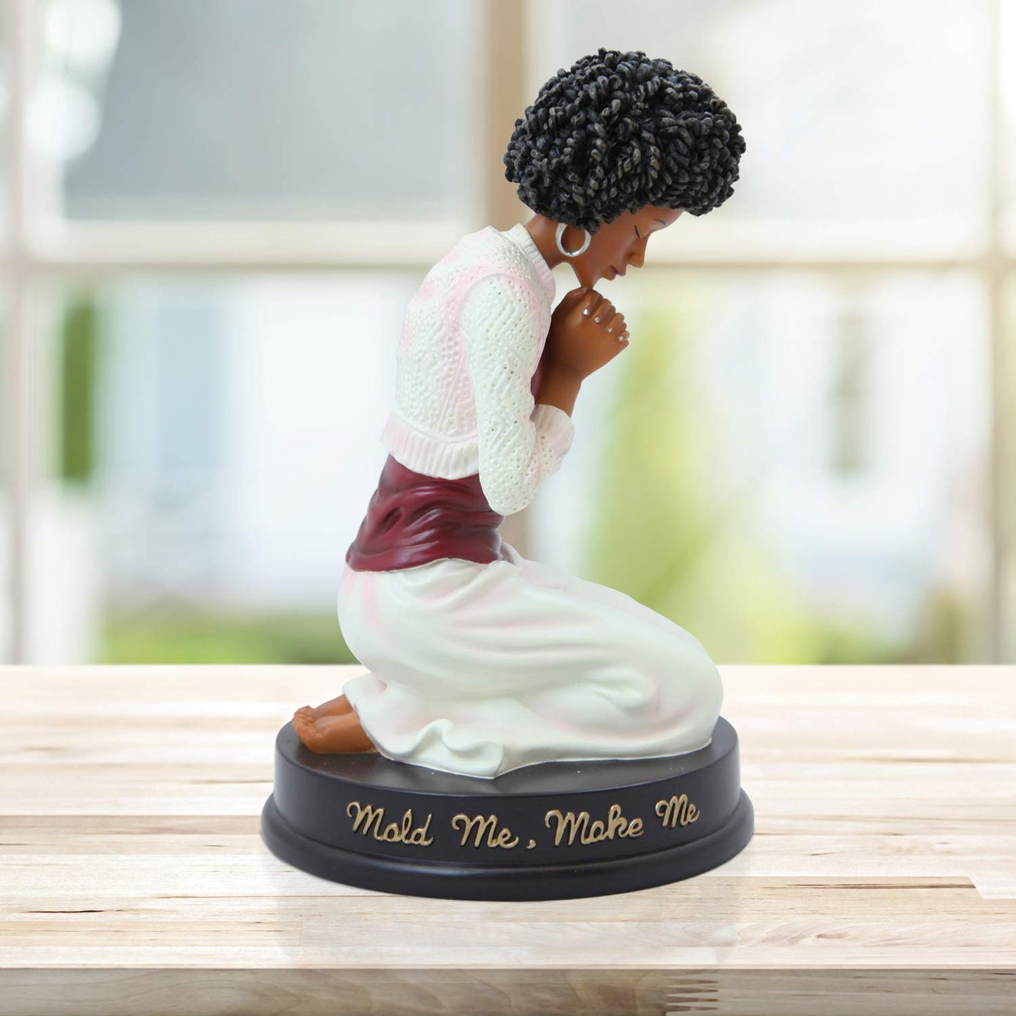 African American Expressions - Mold Me Make Me Figurine - African American Angel Figurine For Home Decor | Inspirational Black Angel Statue With Praying Hands