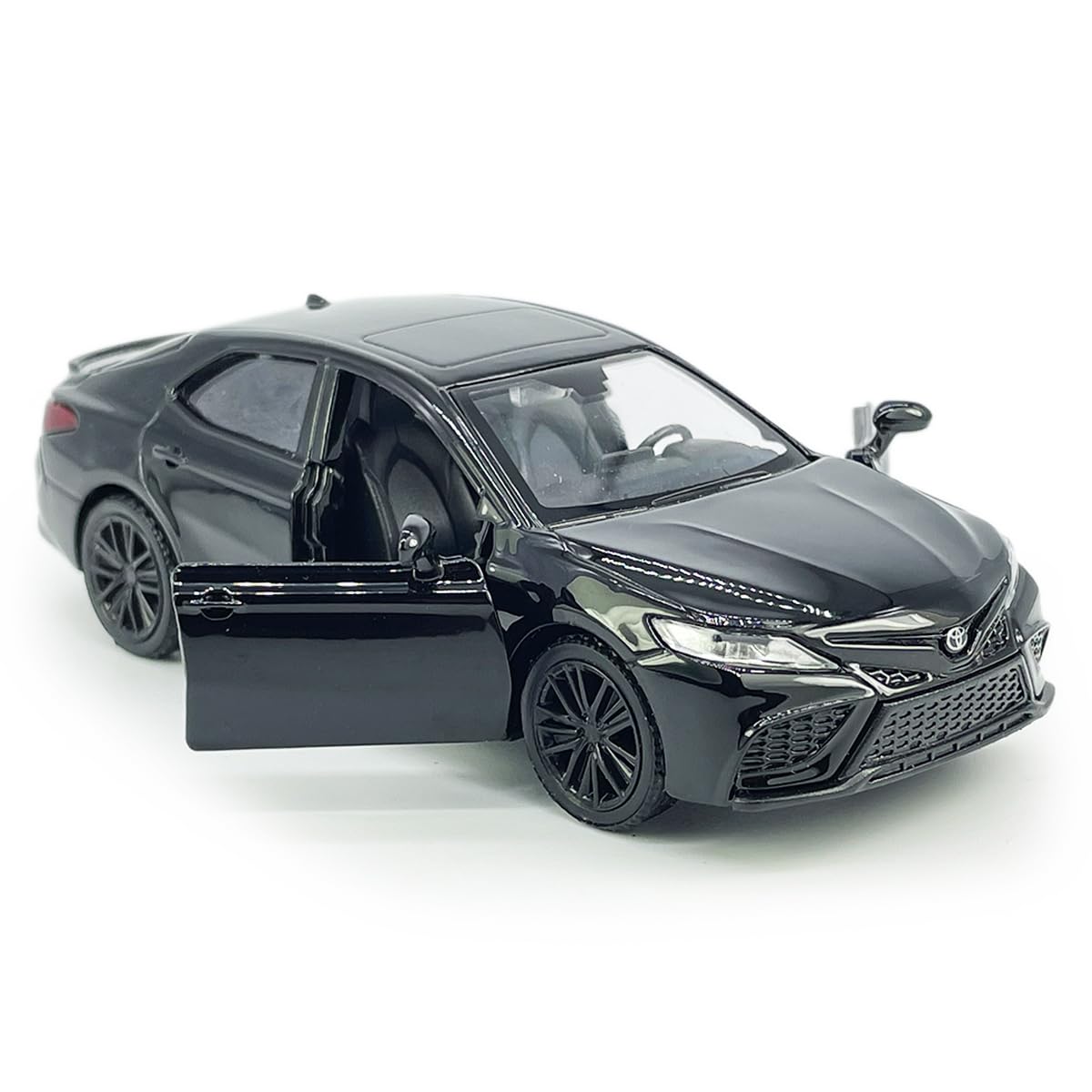 Camry XSE 2022 Model Car 1/36 Scale Diecast Toy Cars Metal Alloy Childrens Die-cast Vehicles, Pull Back Doors Open, Black Rim, C