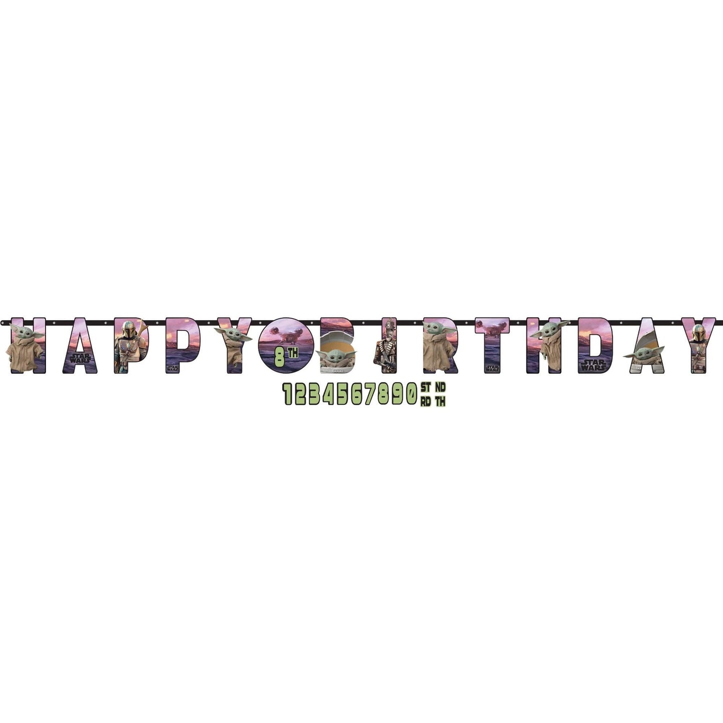 Mandalorian The Child Add-An-Age Letter Banner - 10.5' X 10' (1 Pc) | Multicolor Hanging Decoration - Perfect For Kids Birthday Celebrations