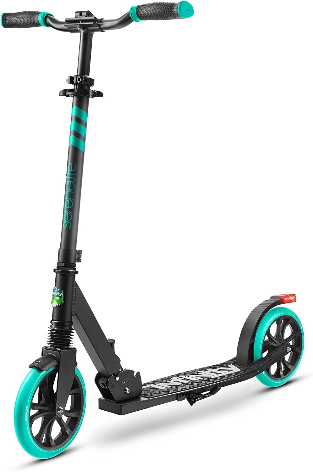Serenelife Kick Scooter Adult Teenagers Kids- 2 Wheel Kids Scooter With Adjustable T-Bar Handlebar - Alloy Anti-Slip Deck - Portable Folding Scooters For Kids With Carrying Strap - Aqua