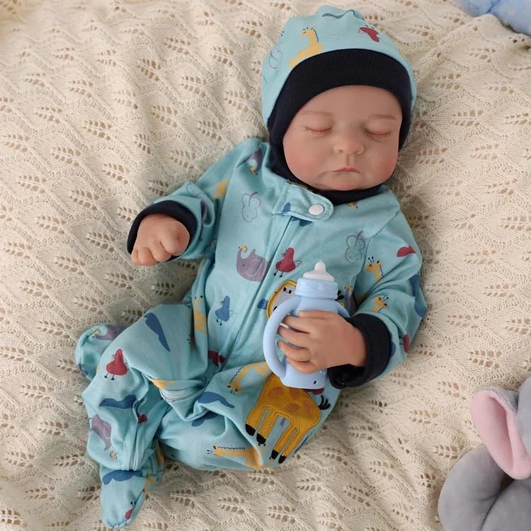Babeside 2 Pcs Reborn Baby Doll Clothes With Hat For 17-22 Inch Dolls, Giraffe Baby Dolls Outfit Accessories Set Boys Baby Cloth