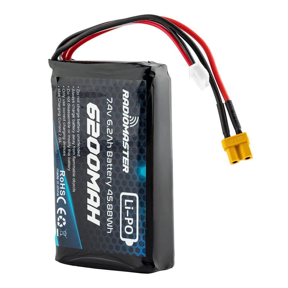 RADIOMASTER SoloGood 7.4V 2S 6200mAh Large Capacity Rechargeable Lipo Battery with XT30 JST-XH Connector Compatible Boxer TX16S