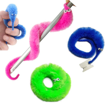 Shengsen 240 Pack Fuzzy Worm Toys With Big And Small Sizes Mixed Fuzzy Worms On Strings Trick Toys Carnival Party Favors For Kid Cat (12 Colors)