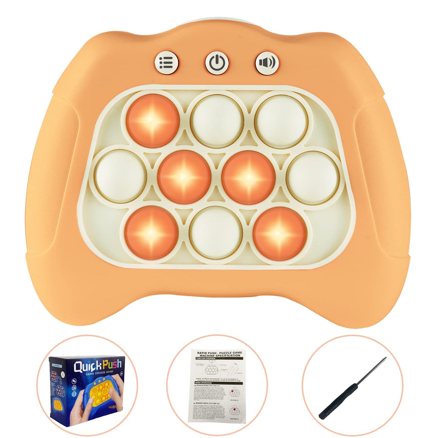 Intoypad Pop The Target! Handheld Speed Pushing Game Machine: A Fun Multiplayer Game for Family. Fidget Game Toy for 6 7 8 9 10 11 12 Years Old Orange