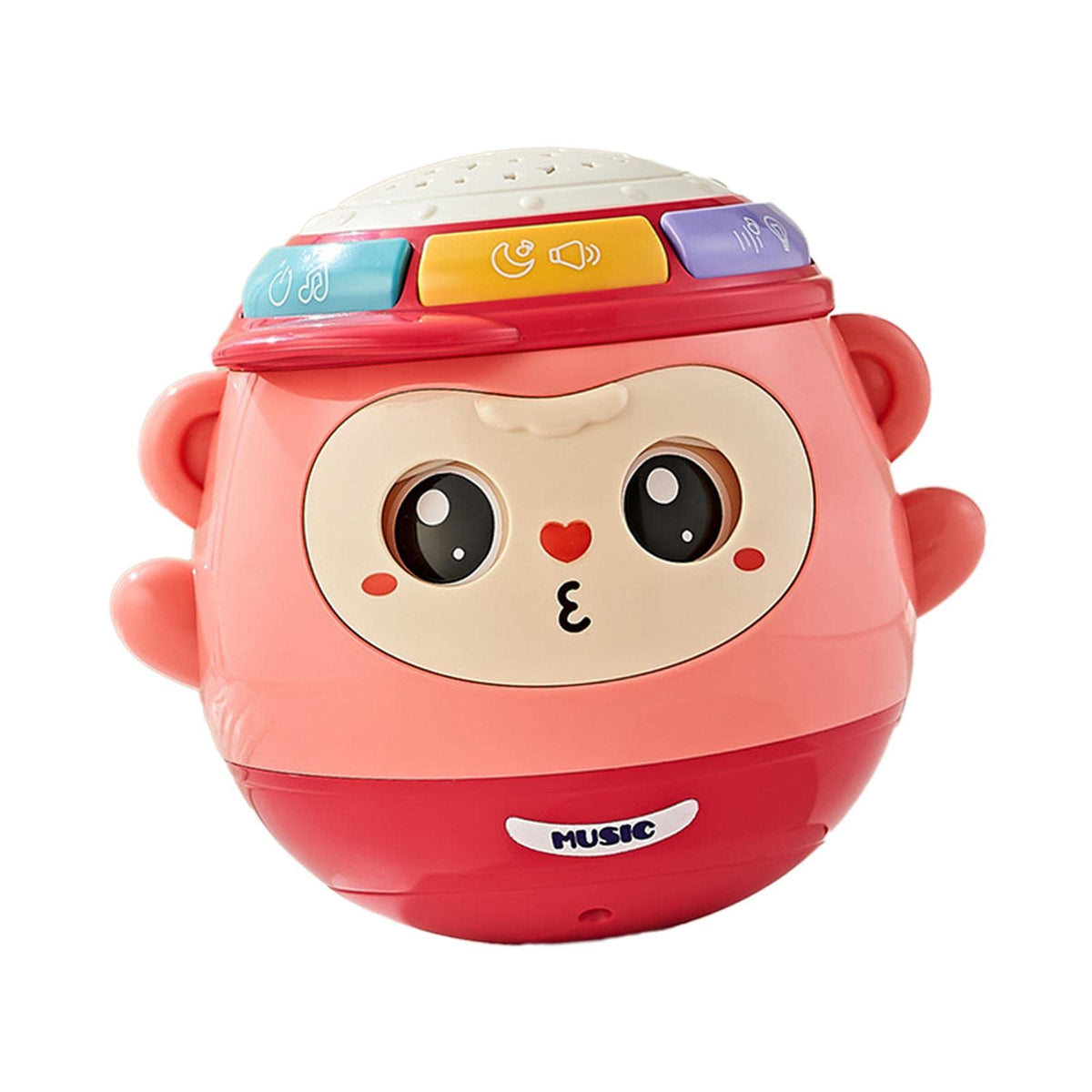 Atorse Toddler Tumbler Hand Drum With Light Music Favor Gift Interactive For Kids Pink