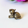 Aorvoras Miniature Sleeping Cat Figurine, Brass Cat Figurines, Retro Cat Statue Ornament, Dollhouse Miniature Cat, Mini Micro Ga