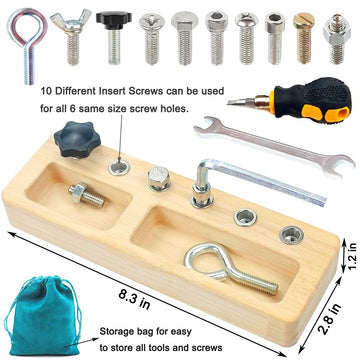 14 Pcs Kids Montessori Screwdriver Board Set, Wooden Screw Driver Activities Tools Montessori Toys for 3 4 5 Year Old, Basic Ski