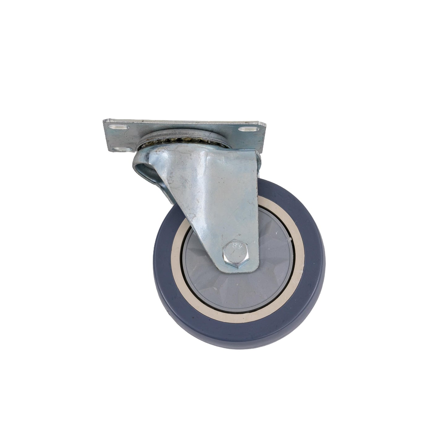 AlveyTech Front 4 Caster Wheel for Hoverboard Go-Kart Kits - Replacement Swivel Assembly, Shockproof Anti-Mark Gray Tire, Fork & Axle, and Durable Metal Alloy Mounting Plate -Like New