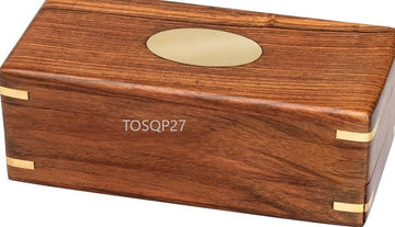 TOSQP27 Hidden Drawer Box - Brown Rosewood Gift Secret Brainteaser Puzzle Organizer for Men & Women