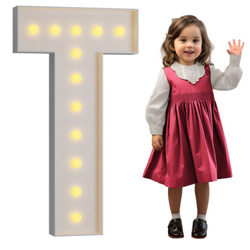 Imprsv 4Ft Marquee Light Up Letters T, Large Light Up Letters For Baby Shower Anniversary Weeding Room Decor, Big Letters For Pa