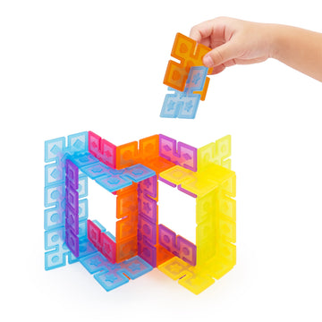 Guidecraft Interlox Squares - 96 Piece Set Interlocking Construction Toy, Creative Building - Educational Stem Construction Toy