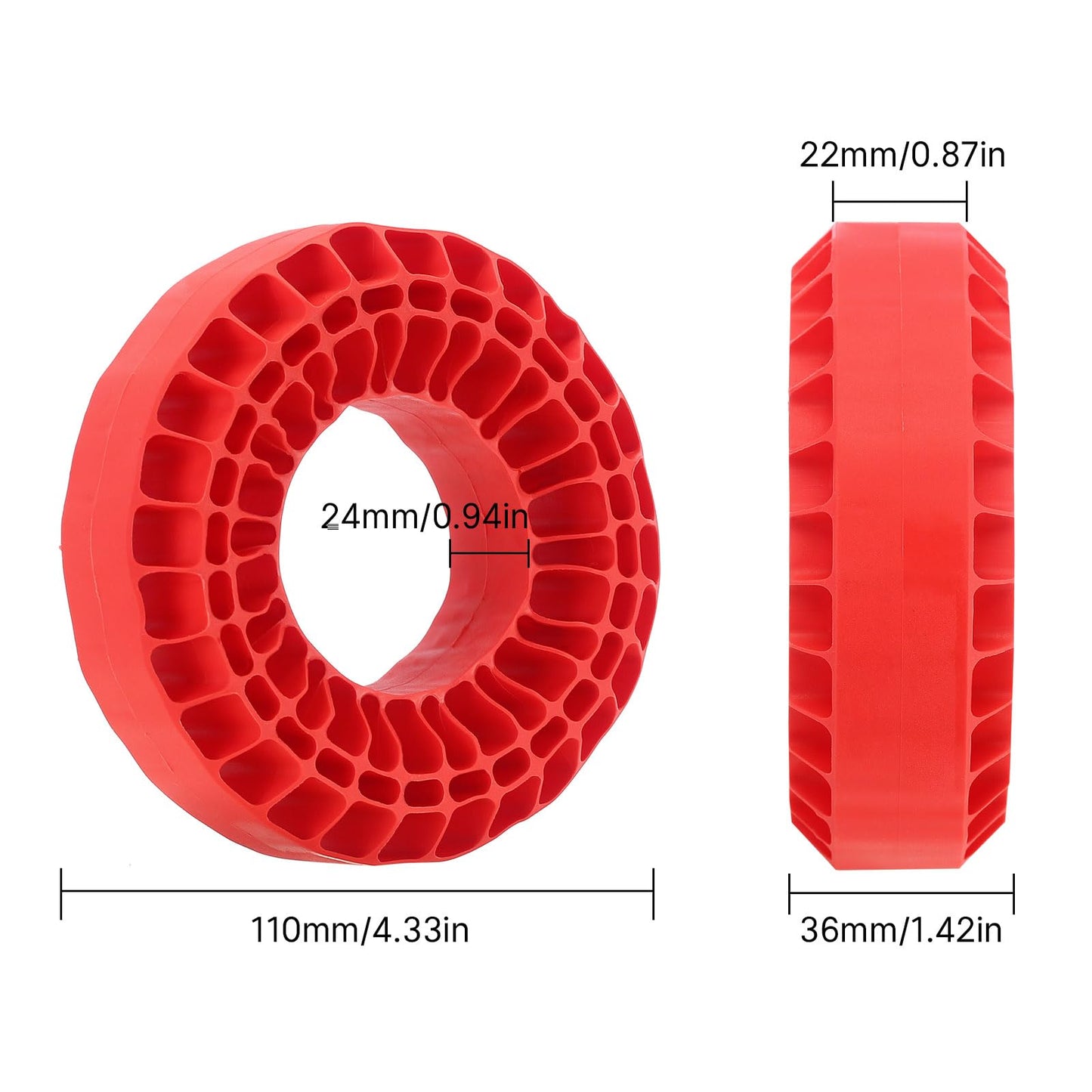 INJORA Silicone Rubber Insert Foam Fit - 1.9'' Wheel Tires 118-122mm Foam Fit for 1/10 RC Crawler(Red)