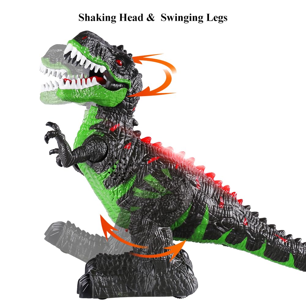 TEMI Remote Control Dinosaur Toys for Boys 3 4 5 6 7 8 Years, Electric Stunt RC Walking T-rex Toy with Light and Sounds, Recharg