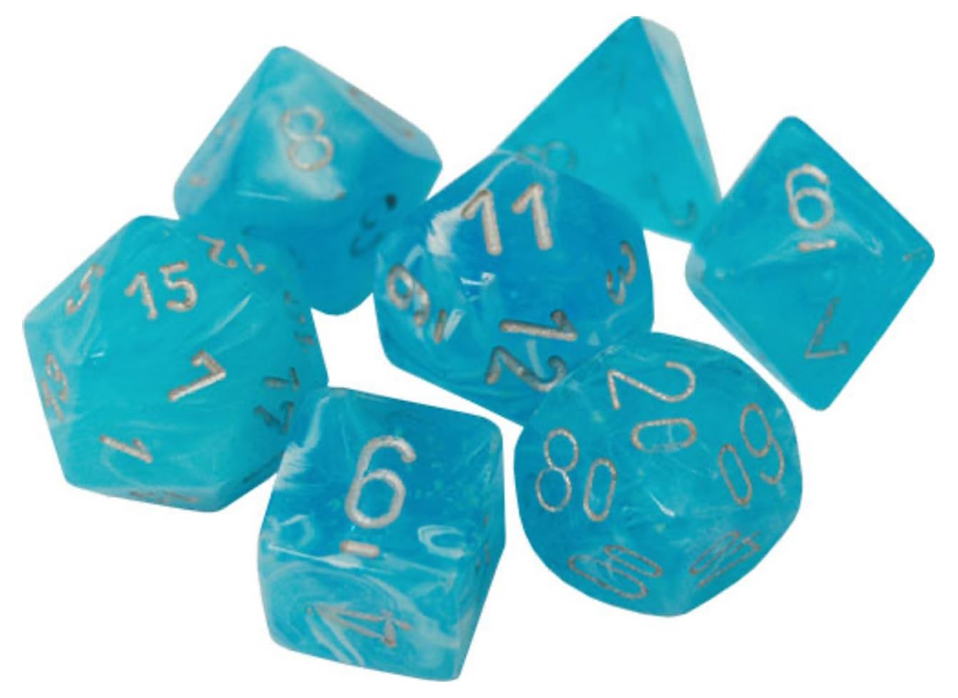 Chessex Manufacturing Chx27566 Gnd Luminary Sky & Silver Dice - Set Of 7