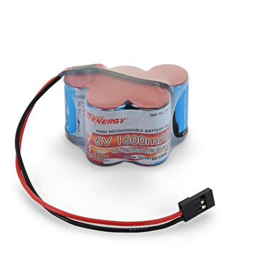 Tenergy 6V 1600mAh Rechargeable Side by Side Hump Battery Pack, NiMH Receiver Battery Pack with Hitec Connector for RC Trucks, R