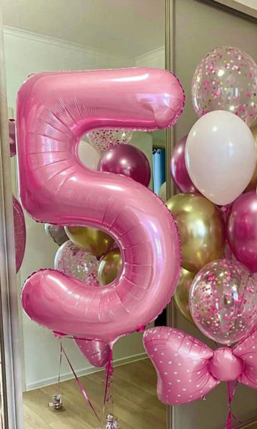 Pearlescent Pink 5 Balloon, Number Balloons 40 Inch, 5Th Birthday Balloon Decorations, Pastel Pink Party Supplies, 5 Number Ball