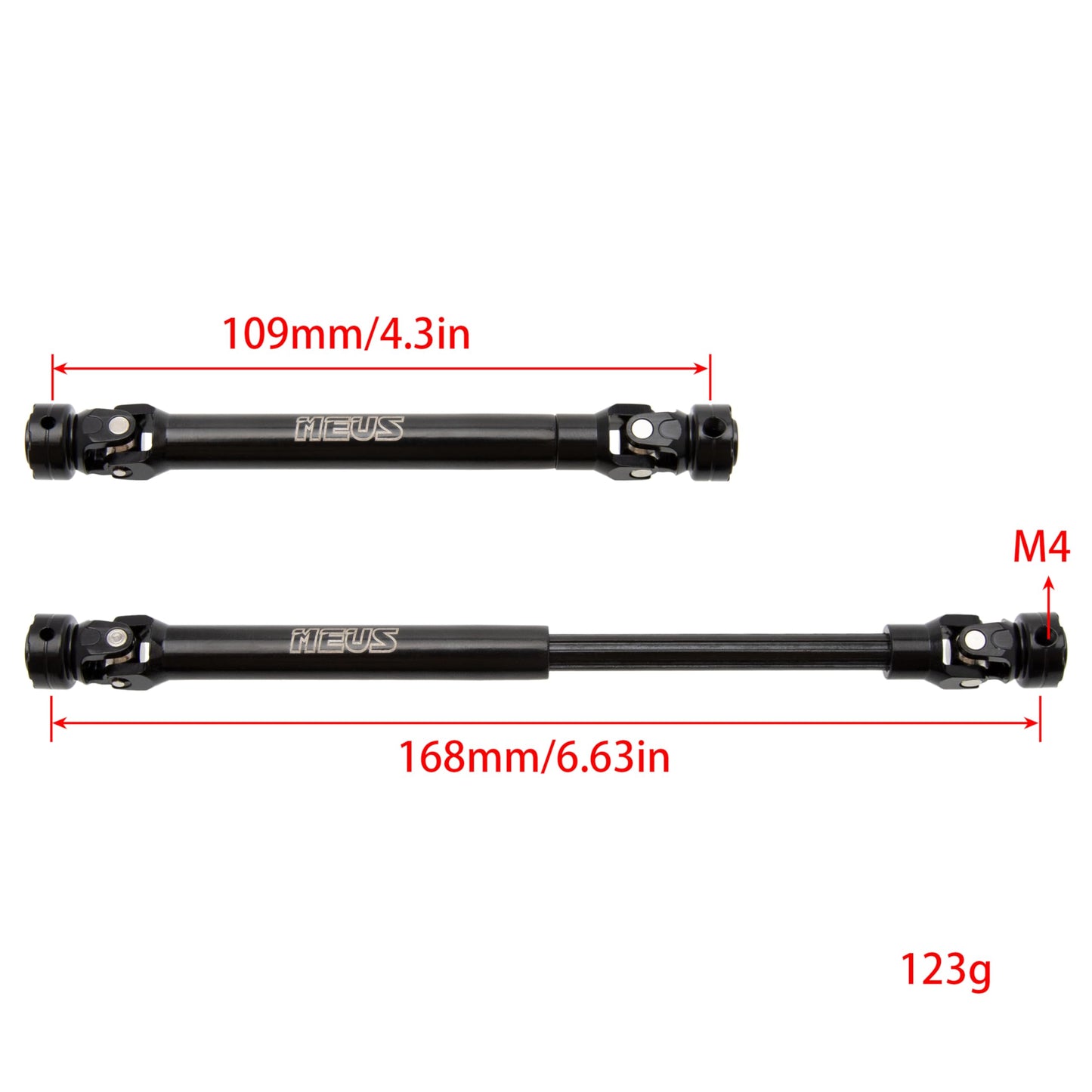 Meus Racnig 2Pcs Trx4 Scx10 Driveshafts For 1/10 Rc Crawler Traxxas Trx4/Axial Scx10/Tamiya Cco1/Redcat Gen8 Etc.. (109Mm)