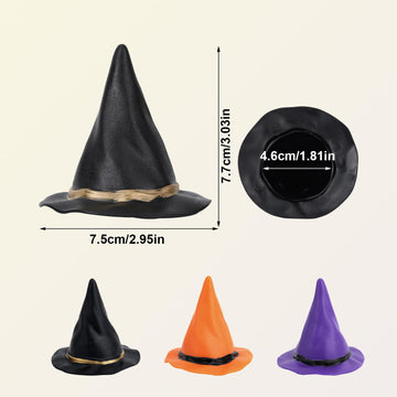 12pcs Plastic Miniature Witch Hats, Mini Small Wizard Hat Ornament Tiny Halloween Dollhouse Miniatures for Haunted House Decor D