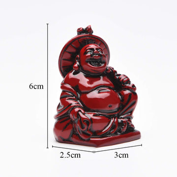 Brabud Feng Shui 2In Red Resin Laughing Buddha Statue Figurines Set Of 6 Bs001