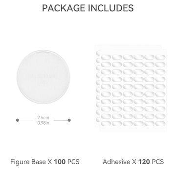 100PCS Miniature Bases+120PCS Adhesive, 25mm or 0.98inch Round Clear Black Plastic Model Bases for Gaming Miniatures Collectible