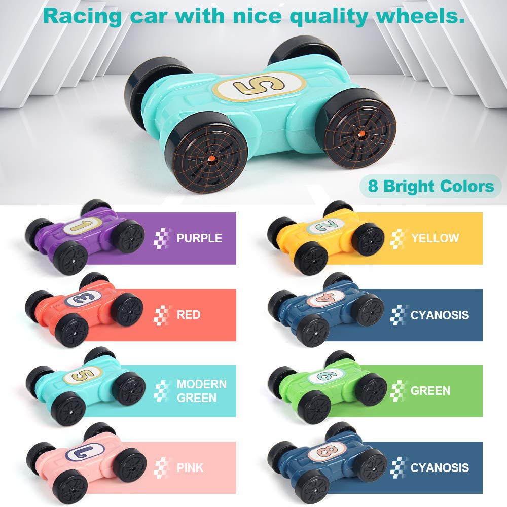 Gliding Car Toy Toddler Toys Car Ramp Toy Race Track Car Gifts Zig Zag Car Slide with 6 Ramps 8 Mini Cars- Racing Car Toys for K