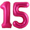 LHOAVWE 40 Inch Hot Pink 15 Number Balloons Foil Mylar for 15th Birthday Party Decorations