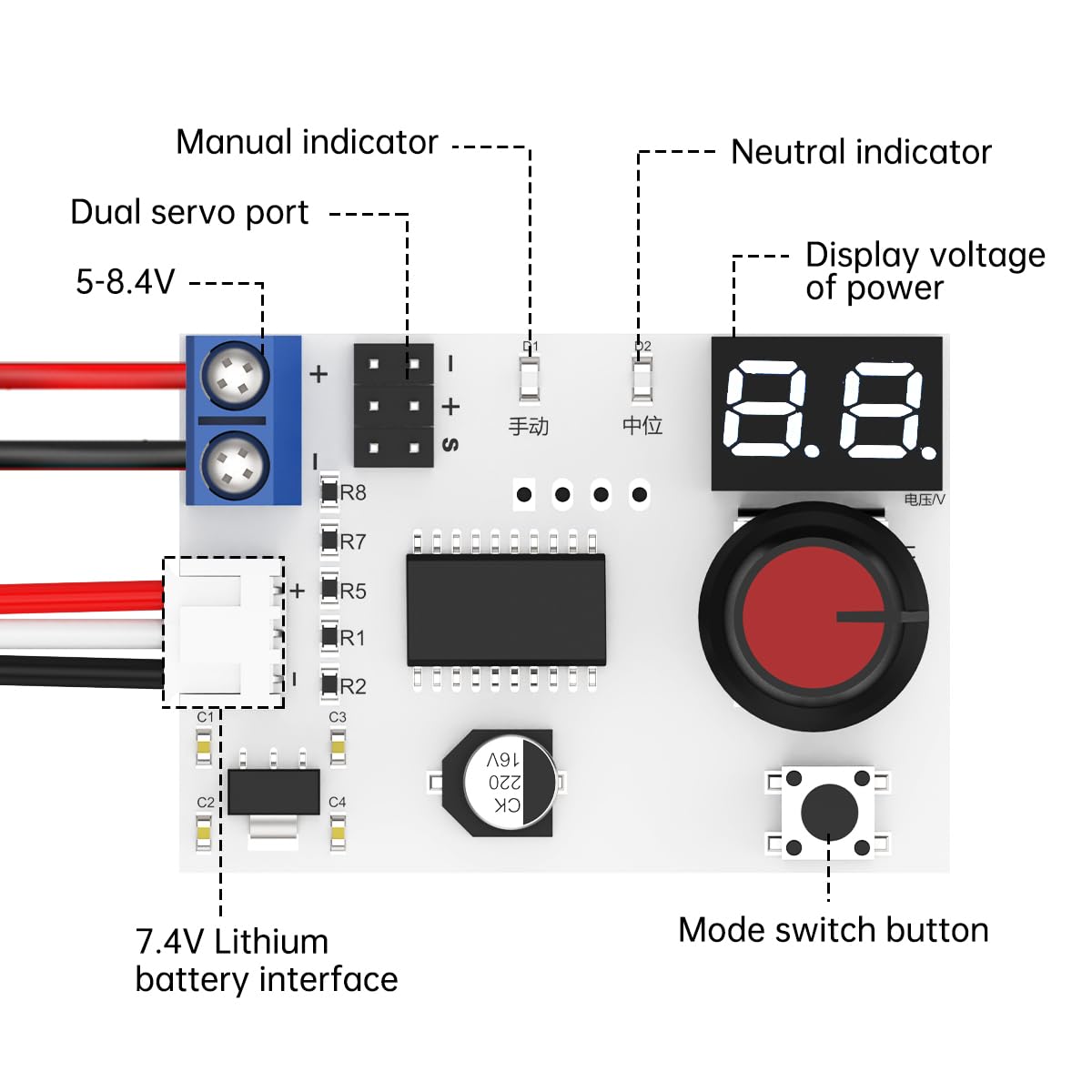 RC Digital Servo Tester 1 Channels Motor Servo Controller Centering Tool with Over-Current Protection & 2 Control Modes for RC C