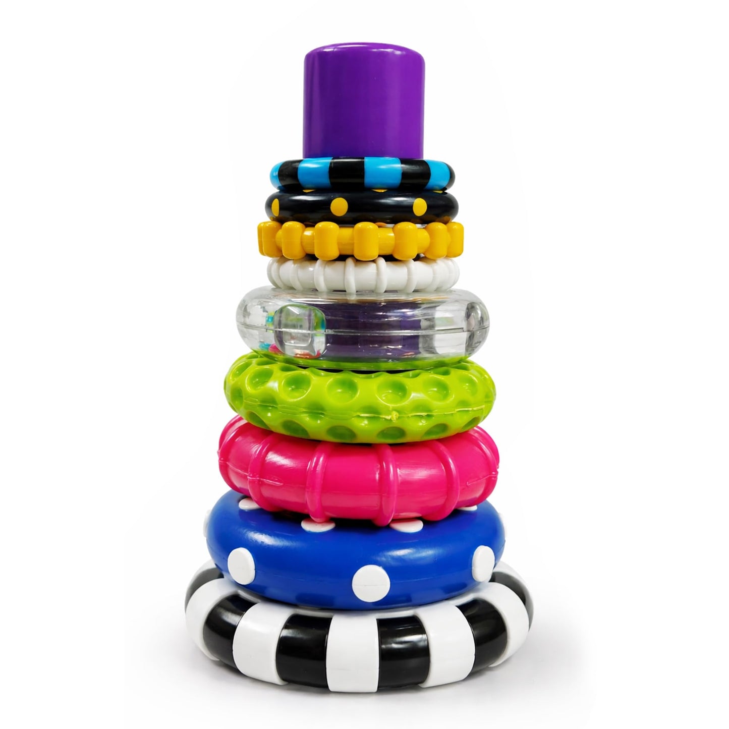 Kidology Ring Stacker Baby Toy For 6+ Month | 9-Piece Sensory Stacking Rings With Rattle | Montessori Learning Toy For Early Bra