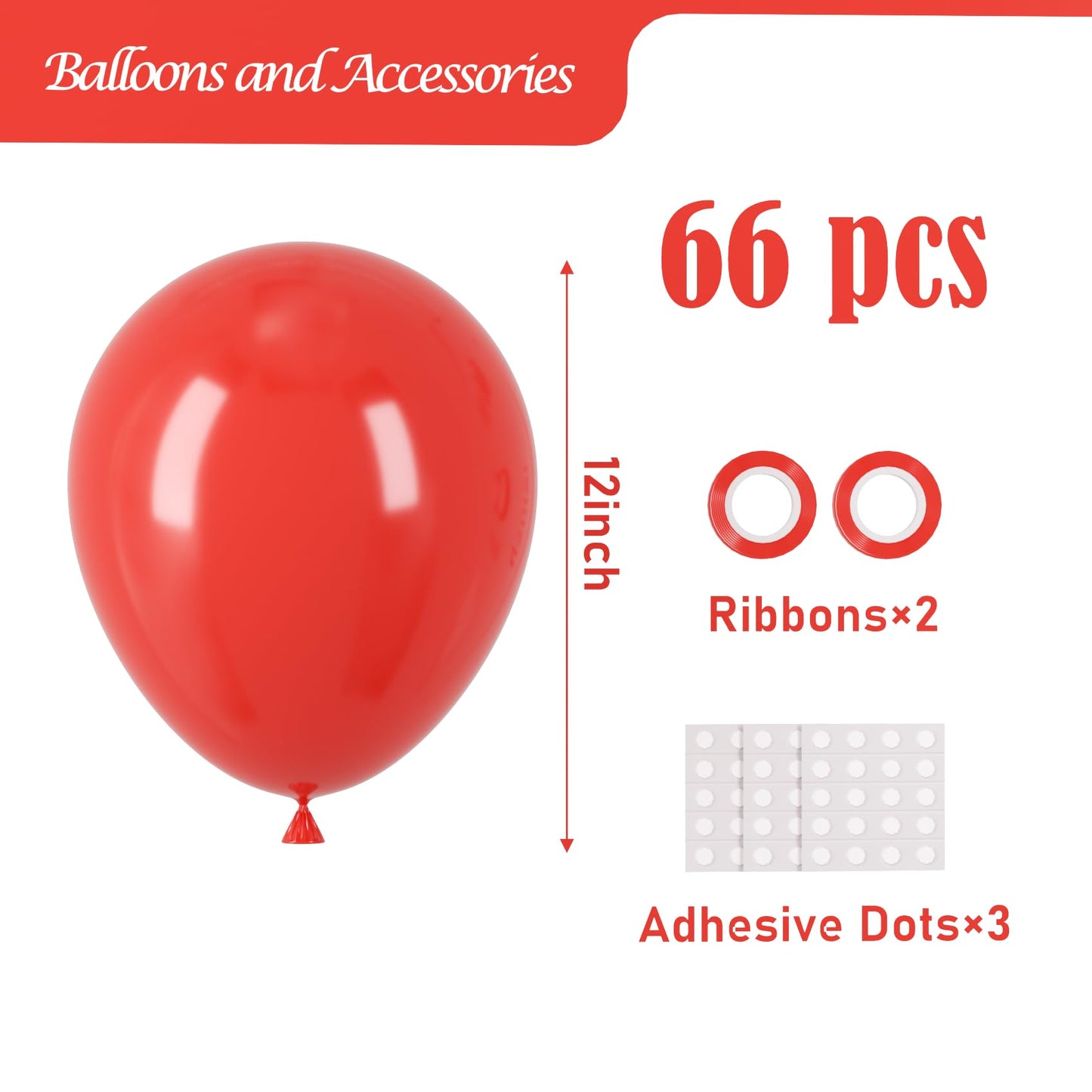 Voircoloria Red Balloons, 66Pack 12Inch Red Latex Party Balloons For Valentine'S Day, Graduation, Wedding, Birthday, New Year, B
